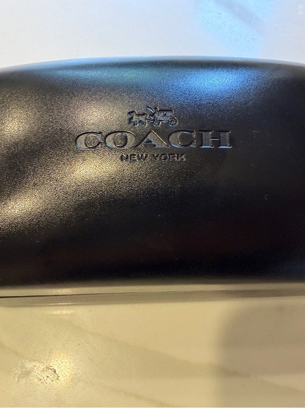 Coach Black Leather Eyewear Case with Gold Logo